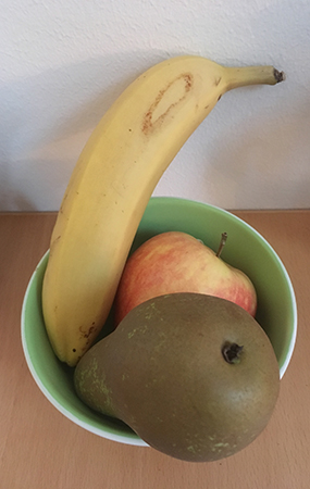 Banan, päron och äpple