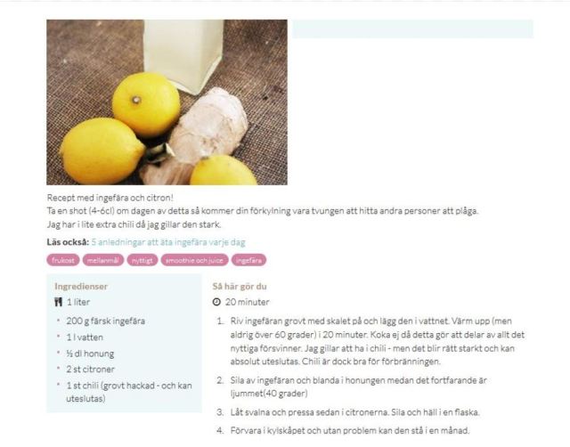 Ingefära- och citronshot